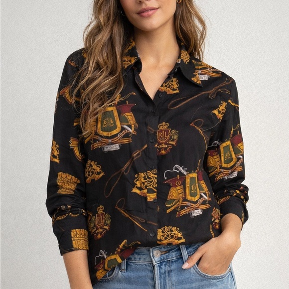 Ralph Lauren Tops - Vintage Lauren Ralph Lauren Equestrian Print Button Up